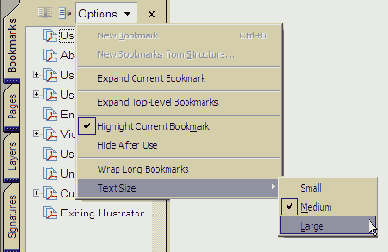 Укрупнение текста надписей закладок