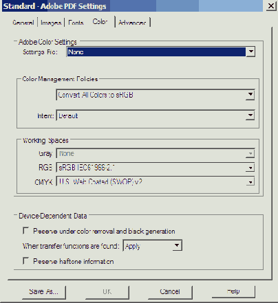 ���������� ������ � ��������� Distiller ��� PDFMaker