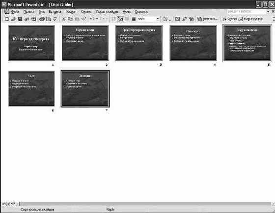 Реорганизация слайдов в презентации