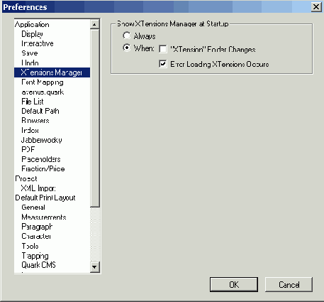 ��������� ���������� �������� XTensions Manager