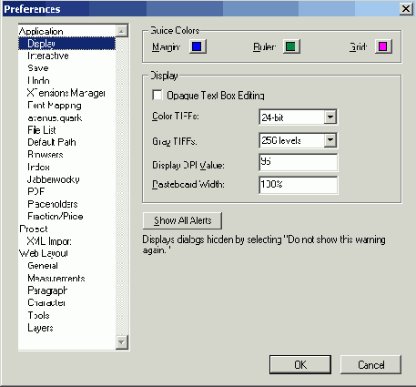 ������� Display ����������� ���� Preferences