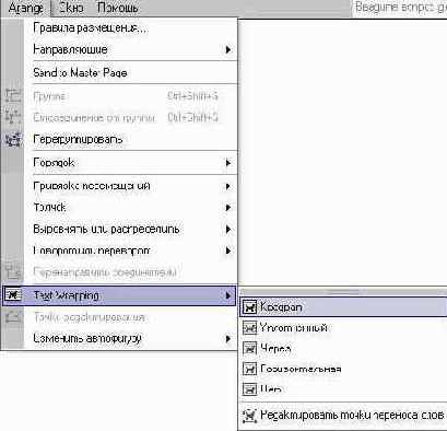 Командное меню «Порядок»
