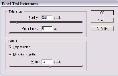 ���������� ���� Pencil Tool Preferences