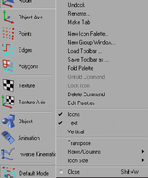 На панели присутствует как текст так и значок команды