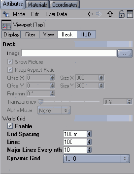 Диалоговое окно Attributes (Viewport)