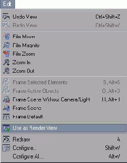 Установите флажок Edit > Use as Render View