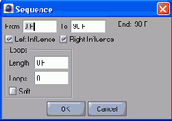 Диалоговое окно Sequence определяет