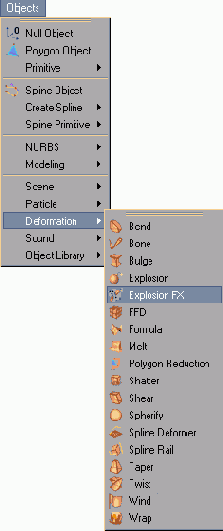Для вызова деформатор Explosion