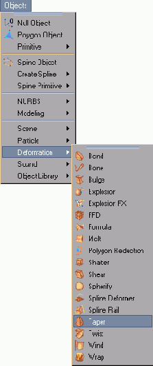 Для вызова деформатора Taper выберите