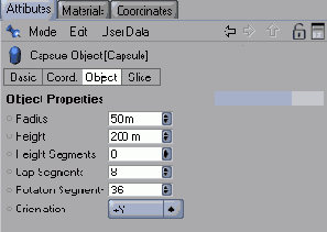 Группа параметров Object для капсулы
