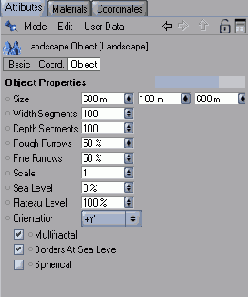 Группа параметров Object для ландшафта
