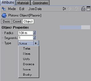 Группа параметров Object для Платоновых тел