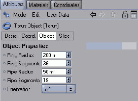 Группа параметров Object для тора