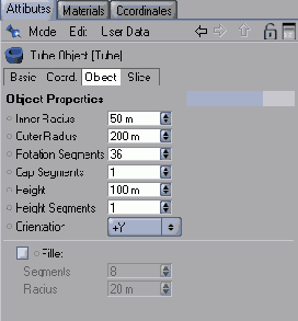 Группа параметров Object для трубы