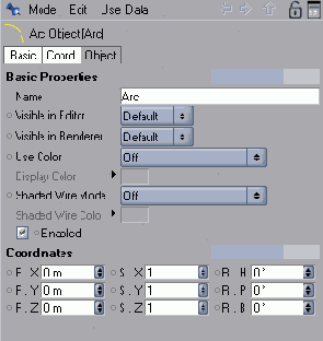 Группы параметров для настройки сплайна