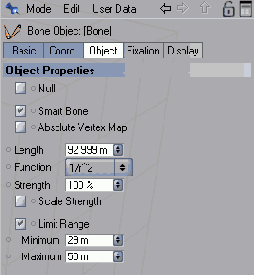 Настройка диапазона действия кости