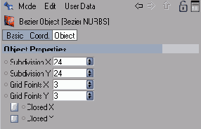 Настройка инструмента Bezier NURBS