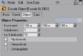 Настройка инструмента Extrude NURBS