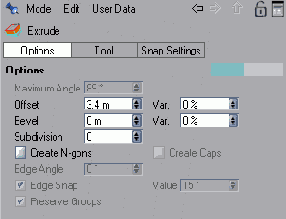 Настройка инструмента Extrude