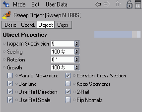 Настройка инструмента Sweep