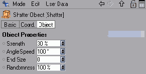 Настройки деформатора Shatter