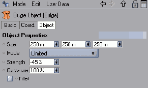 Параметры деформатора Bulge