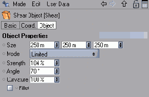 Параметры деформатора Shear