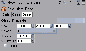 Параметры деформатора Taper
