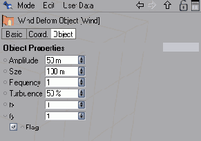 Параметры для настройки деформатора Wind