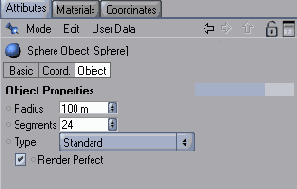 Параметры группы Object для сферы