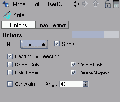 Параметры инструмента Knife