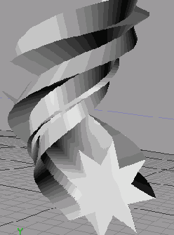 Получение объекта вращением сплайна со сдвигом