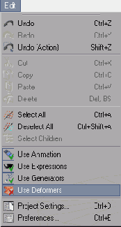 Сняв флажок Use Deformers (Использовать