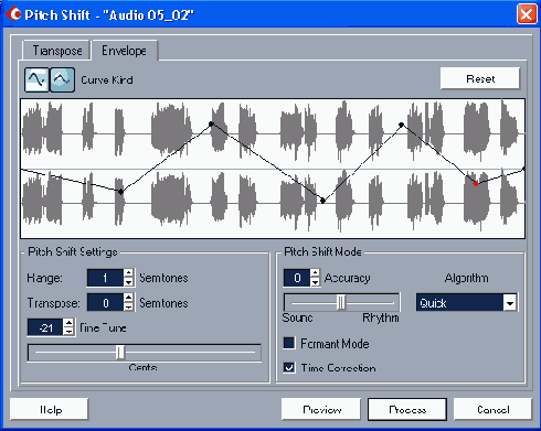 ���� Pitch Shift ������� Envelope