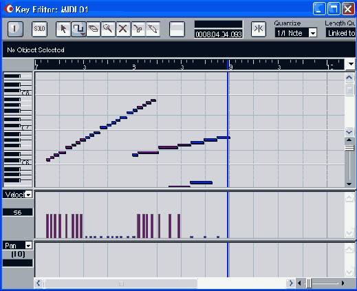 � ���� Key Editor ������������ ������� Velocity � Pan