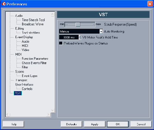 ���� ������� Preferences (������ VST)