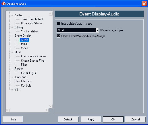 /Span> ���� Preferences (������ Event > Display)
