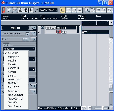 ������ MIDI�������� � ������ Inserts ����������