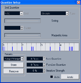 ��������� ������� Groove Quantize � ���� Quantize Setup