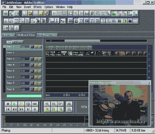 Импорт фильма в Adobe Audition