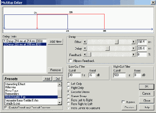 Эффект Multitap Delay