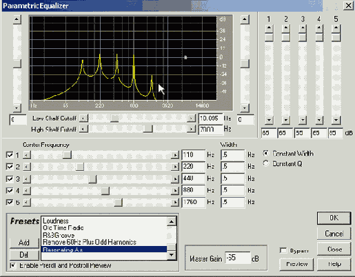 Parametric Equalizer —семиполосный параметрический эквалайзер