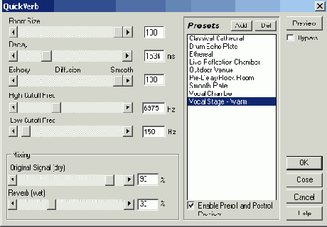 Простые ревербераторы QuickVerb и Reverb