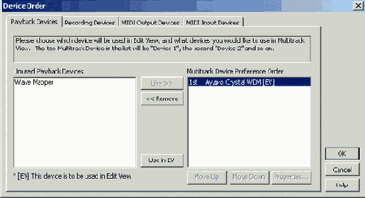 Редактируем списки устройств записи и воспроизведения с помощью окна Device Ordering Preference
