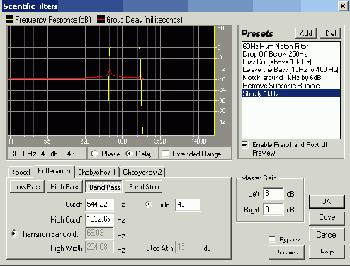 Scientific Filters — фильтры Бесселя, Баттеворта, Чебышева