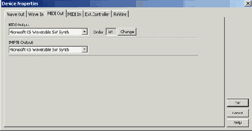 Устройства вывода и ввода MIDI-сообщений (вкладки MIDI Out и MIDI In)