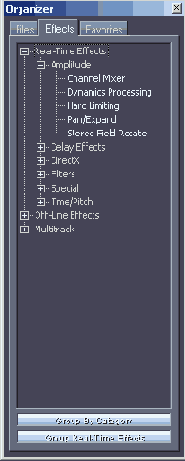 Вкладка Effects — вызов окна эффекта