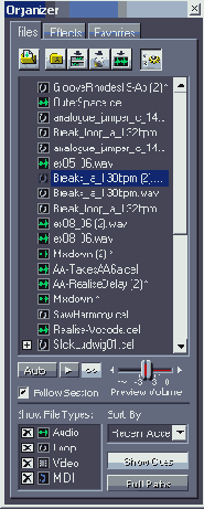 Вкладка Files — опции работы с файлами