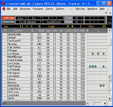 ������ ���� ��������� Drum Edit