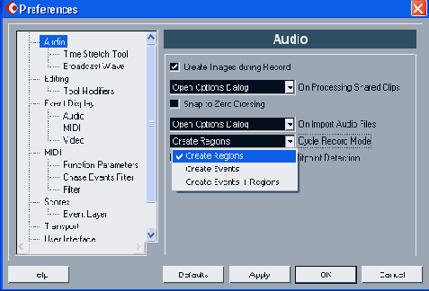 Режимы записи, циклическая запись, регионы аудиосообщений